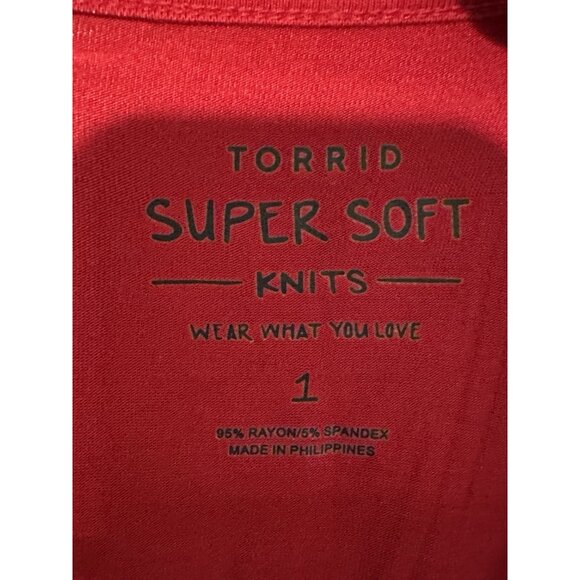 NWT Torrid Super Soft Knit Red  Long Sleeve Top Size 1 (Plus 1X) Stretch Rayon - Picture 4 of 9